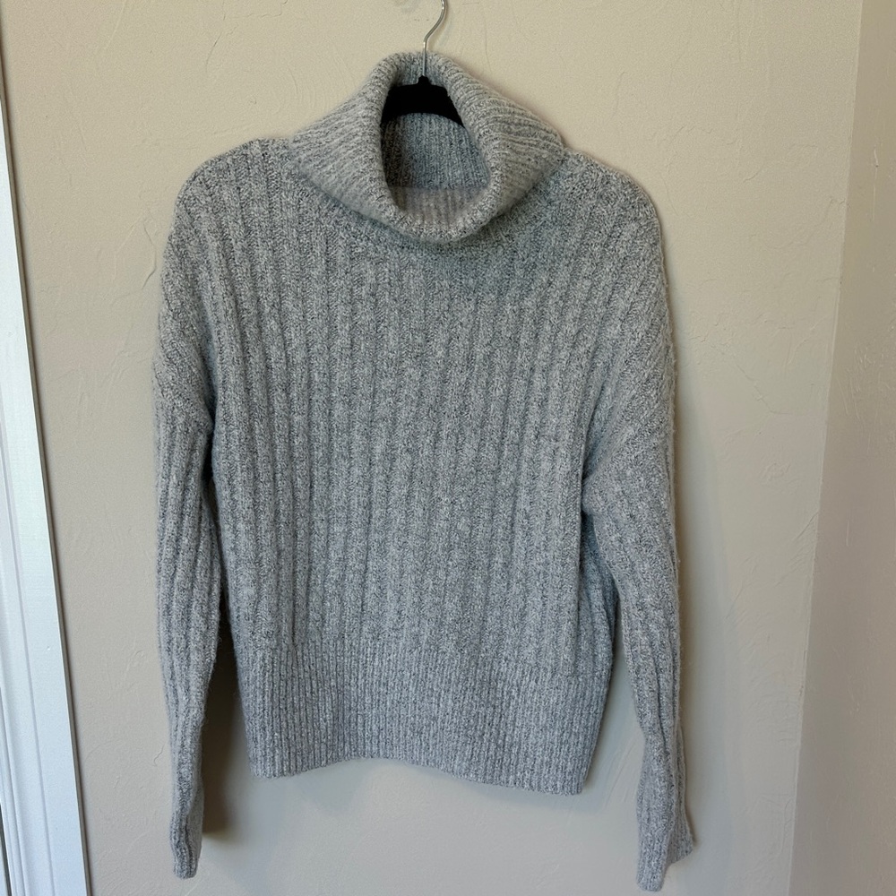 William Rast Ribbed Gray Cowl Neck Sweater